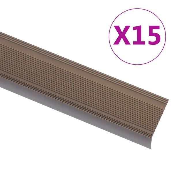vidaXL Portaikon suojukset L-muotoiset 15 kpl alumiini 90 cm ruskea