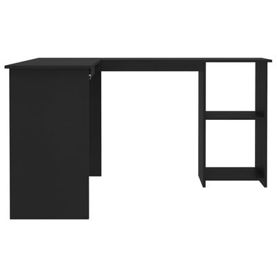 vidaXL L-muotoinen kulmapöytä musta 120x140x75 cm lastulevy