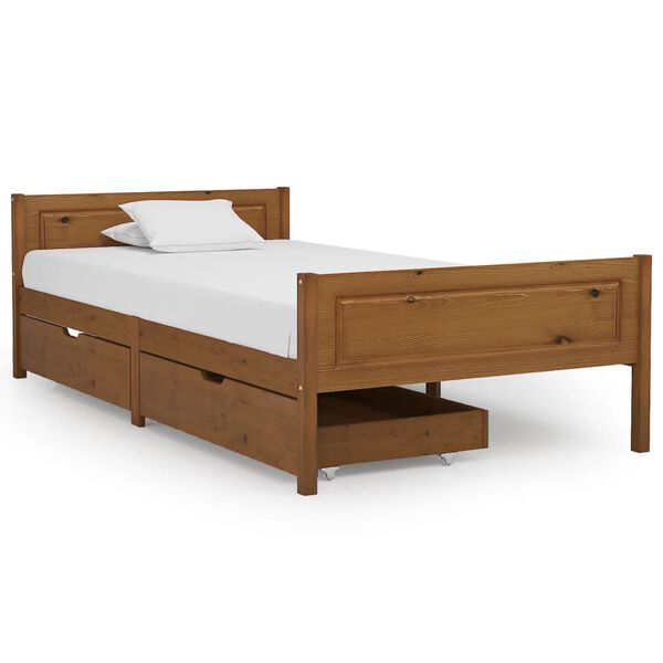 vidaXL S&auml;ngynrunko 2 vetolaatikolla hunajanrusk t&auml;ysi m&auml;nty 100x200 cm