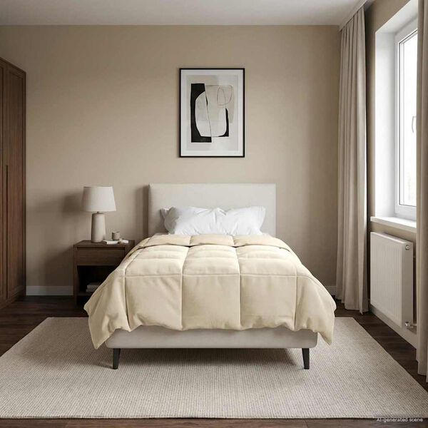 vidaXL Koko Vuoden Peitto Quiltottu Kerma 135 x 220 cm Mikrokuitu