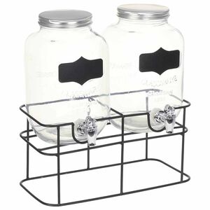 vidaXL Juoma-annostelijat 2 kpl jalustalla 2 x 4 l lasi