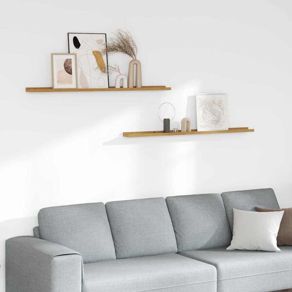 vidaXL Sein&auml;hylly hyllyll&auml; 2 pcs Beige 115 x 9 x 3 cm Tekninen puu