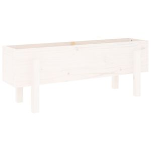 vidaXL Korotettu kukkalaatikko valkoinen 101x30x38 cm t&auml;ysi m&auml;nty