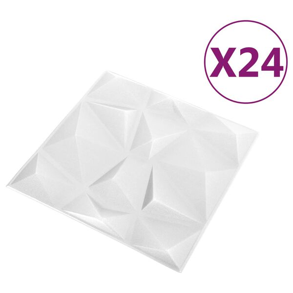 vidaXL Sein&auml;paneelit 24 pcs TimanttiValkoinen 50 x 50 cm XPS Vaahdon