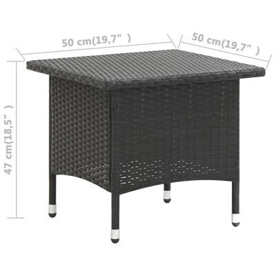 vidaXL Teepöytä musta 50x50x47 cm polyrottinki
