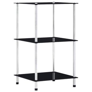 vidaXL 3-kerroksinen hylly musta 40x40x67 cm karkaistu lasi