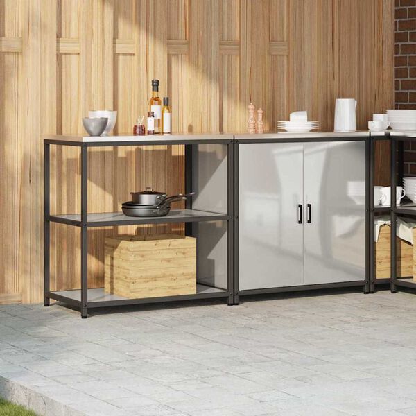 vidaXL Keittiön säilytyssarja hyllyllä ovella 2 pcs Hopea Teräs