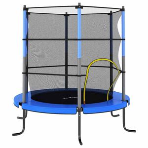 vidaXL Trampoliini suojaverkolla py&ouml;re&auml; 140x160 cm sininen