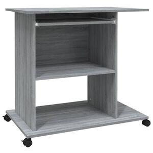 vidaXL Tietokonep&ouml;yt&auml; harmaa Sonoma 80x50x75 cm tekninen puu
