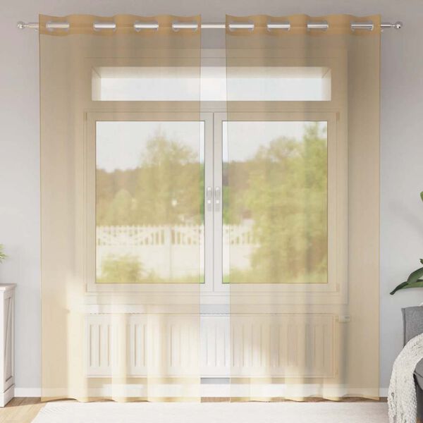 vidaXL Voileeverhot läpiviennillä 2 kpl hiekka