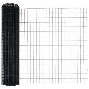 vidaXL Euroaita Harmaa 1 x 25 m PVC-pintainen rauta