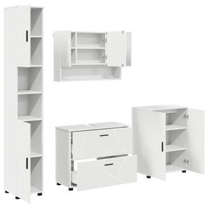 vidaXL Kylpyhuonekalustesetti laatikon kanssa hyllyll&auml; 4 pcs Valkoinen