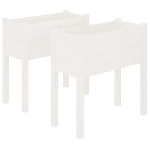 vidaXL Puutarhan kukkalaatikot 2 kpl valkoinen 70x31x70cm t&auml;ysi m&auml;nty