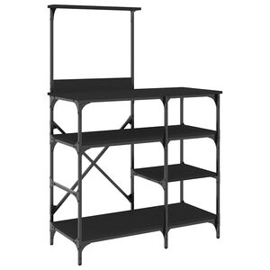 vidaXL Leipurinhylly musta 90x40x132 cm tekninen puu ja metalli