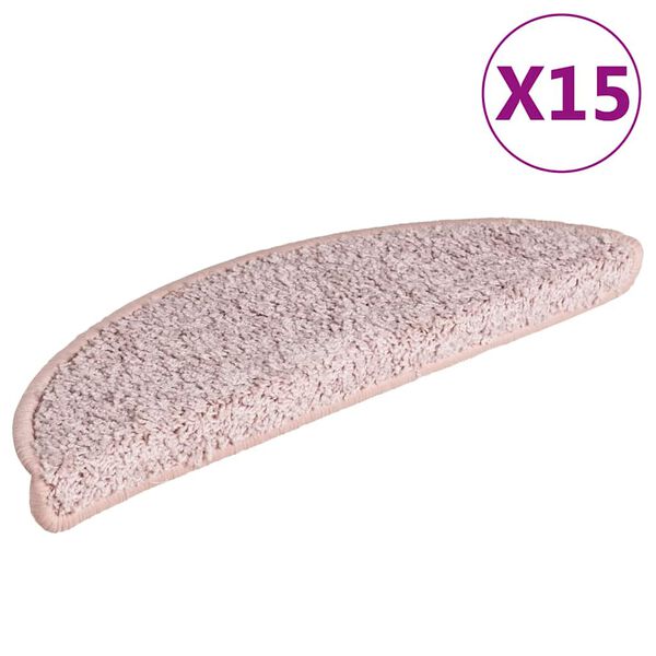 vidaXL Porrasmatot 15 kpl 56x17x3 cm Vaaleanpunainen puolipyöreä