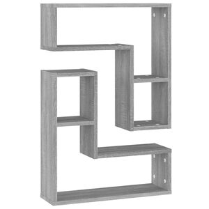 vidaXL Sein&auml;hyllyt 2 kpl harmaa Sonoma 50x15x50 cm tekninen puu