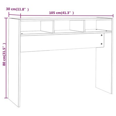 vidaXL Konsolipöytä korkeakiilto valkoinen 105x30x80 cm lastulevy