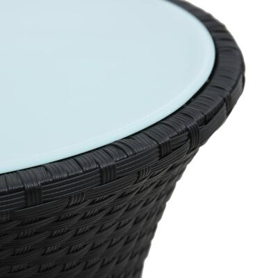 vidaXL Puutarhan sivupöytä rummun muotoinen musta polyrottinki