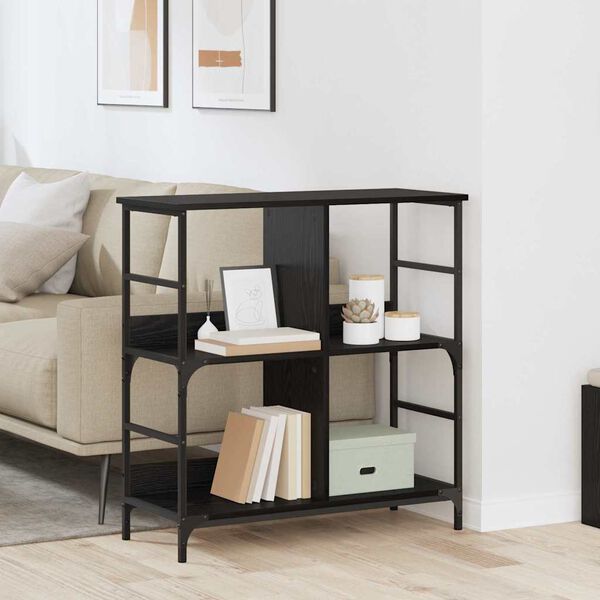 vidaXL Kirjahylly Musta tammi 78.5 x 33 x 82 cm Tekninen puu