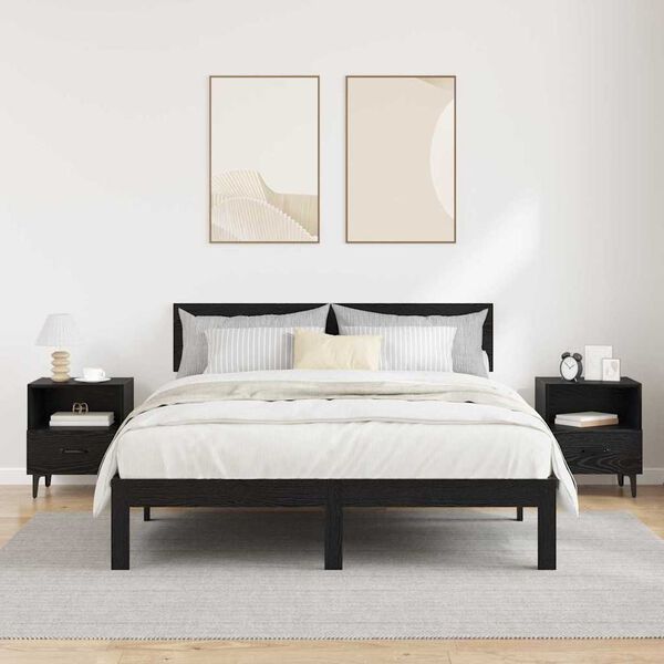 vidaXL Y&ouml;p&ouml;yt&auml;kaappi 2 pcs Musta tammi 40 x 35 x 47.5 cm Tekninen puu