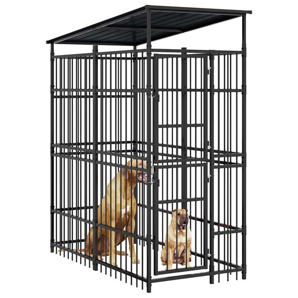 vidaXL Koiran ulkoh&auml;kki katolla ter&auml;s 1,84 m&sup2;