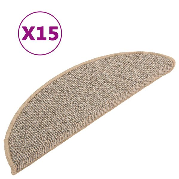 vidaXL Porrasmatot 15 kpl 56x17x3 cm Ruskea Puolipyöreä