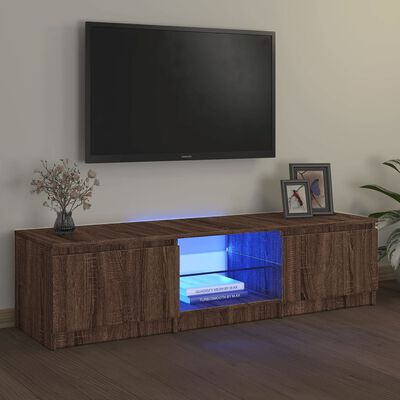 vidaXL TV-taso LED-valoilla ruskea tammi 140x40x35,5 cm