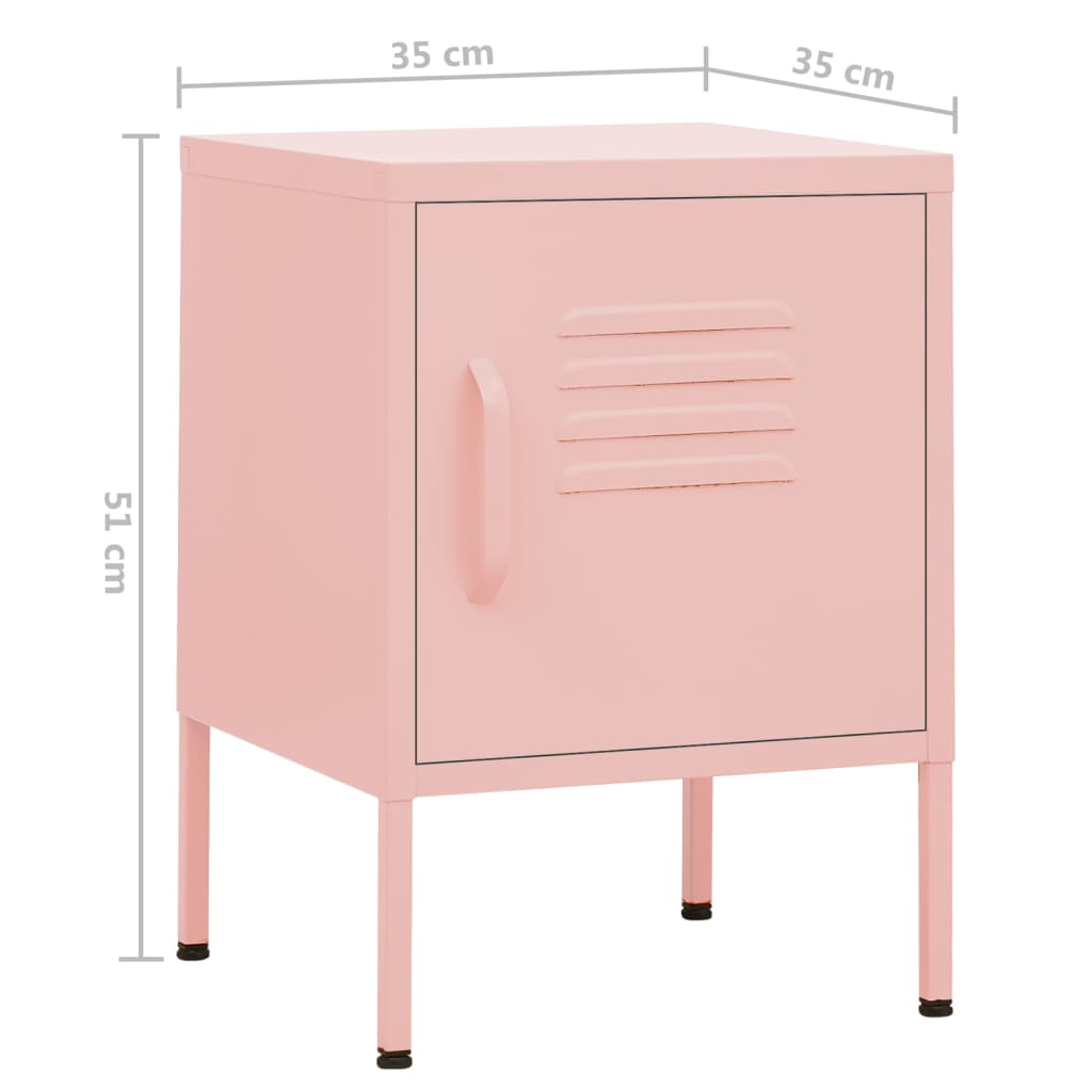 vidaXL Yöpöytä pinkki 35x35x51 cm teräs