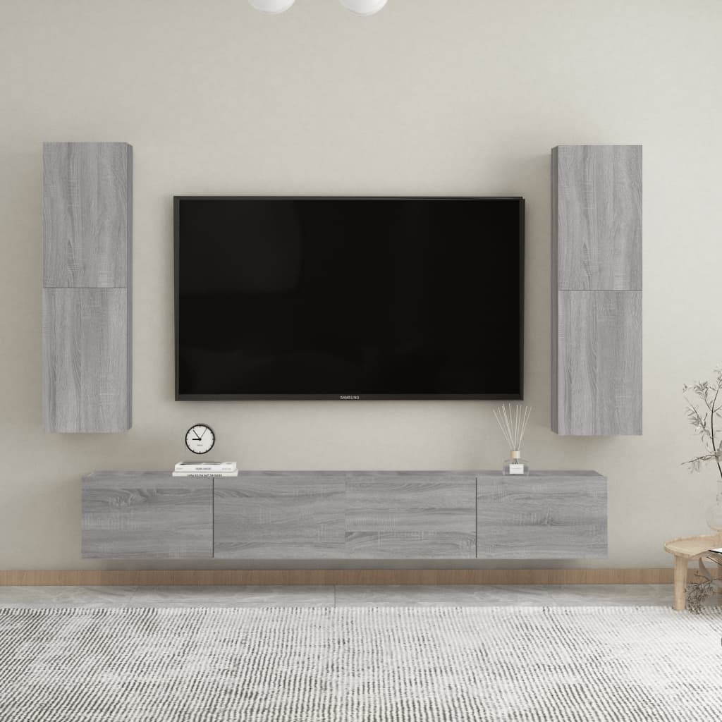 vidaXL Seinäkiinnitettävät TV-tasot 2 kpl harmaa Sonoma 30,5x30x110 cm