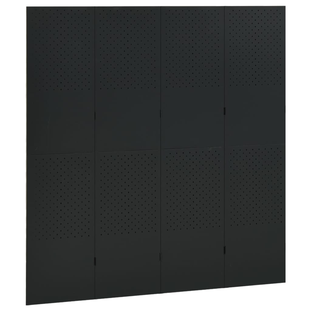 vidaXL 4-paneeliset tilanjakajat 2 kpl 160x180 cm musta teräs