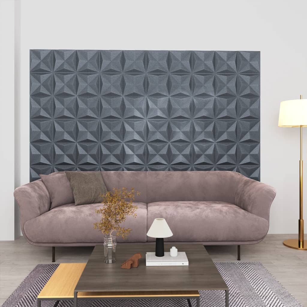 vidaXL 3D-seinäpaneelit 24 kpl 50x50 cm harmaa origami 6 m²