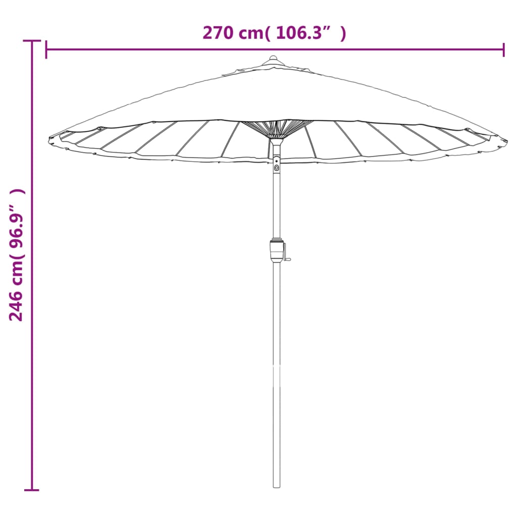 vidaXL Aurinkovarjo alumiinitanko 270 cm viininpunainen