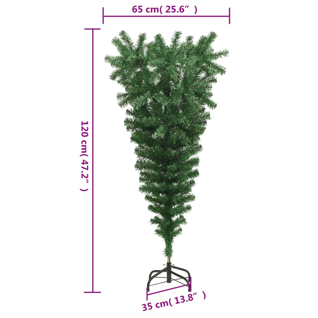 vidaXL Tekokuusi ylösalainen jalustalla vihreä 120 cm