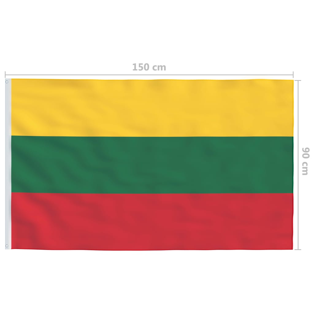 vidaXL Liettuan lippu ja tanko alumiini 6,2 m