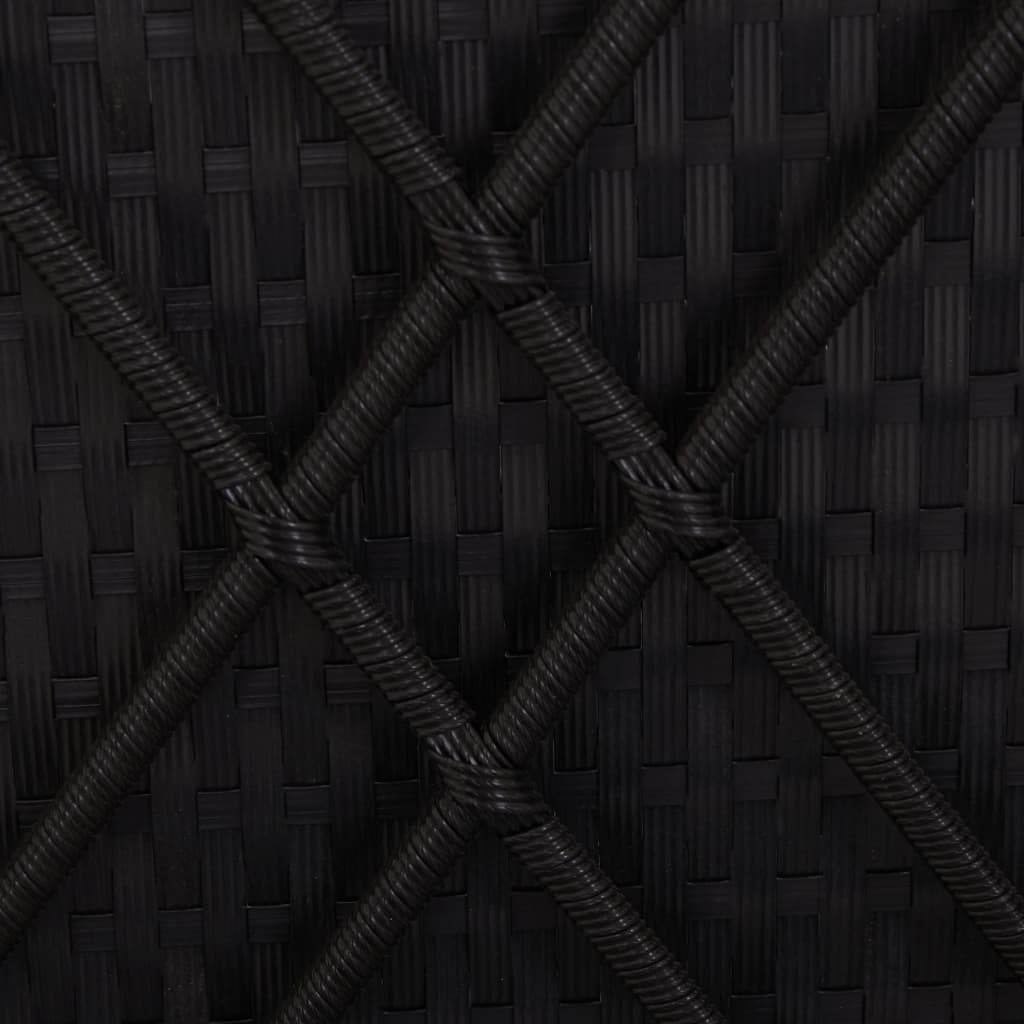 vidaXL Muunneltava aurinkovuode pehmusteilla polyrottinki musta