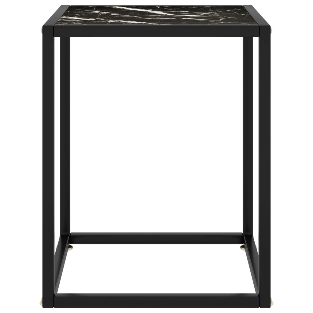 vidaXL Sohvapöytä musta mustalla marmorilasilla 40x40x50 cm