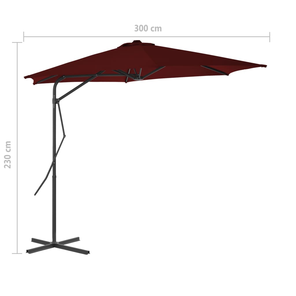 vidaXL Aurinkovarjo terästangolla viininpunainen 300x230 cm