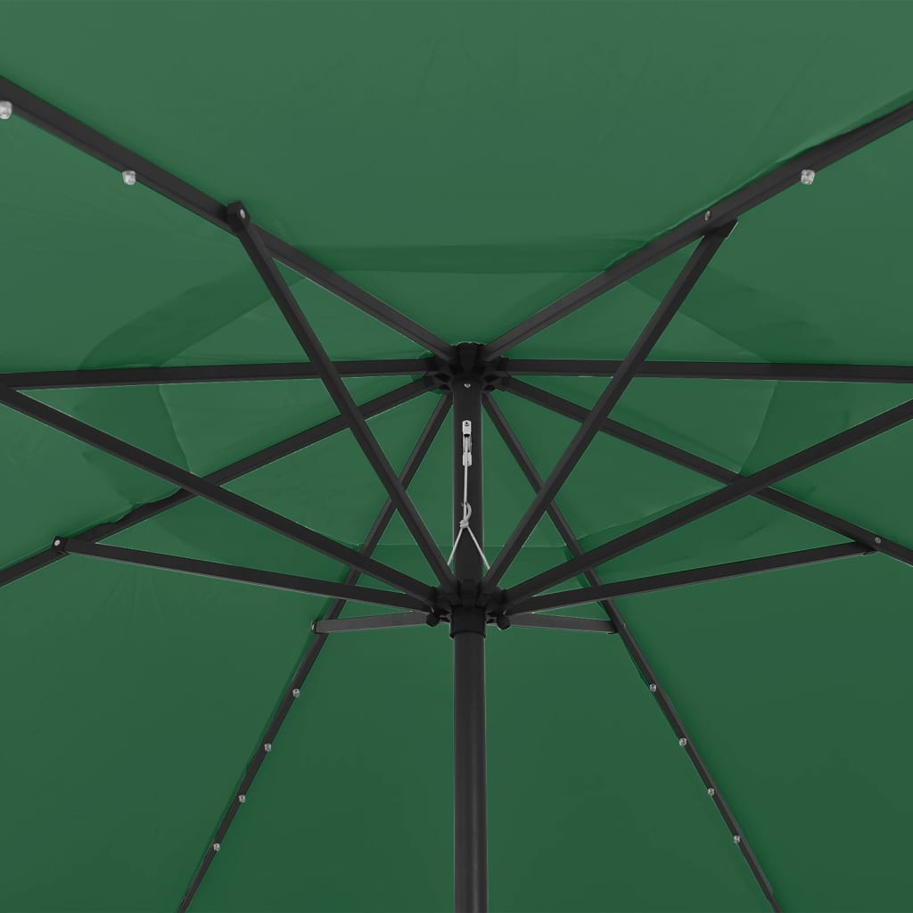 vidaXL Aurinkovarjo LED-valot ja metallitanko 400 cm vihreä