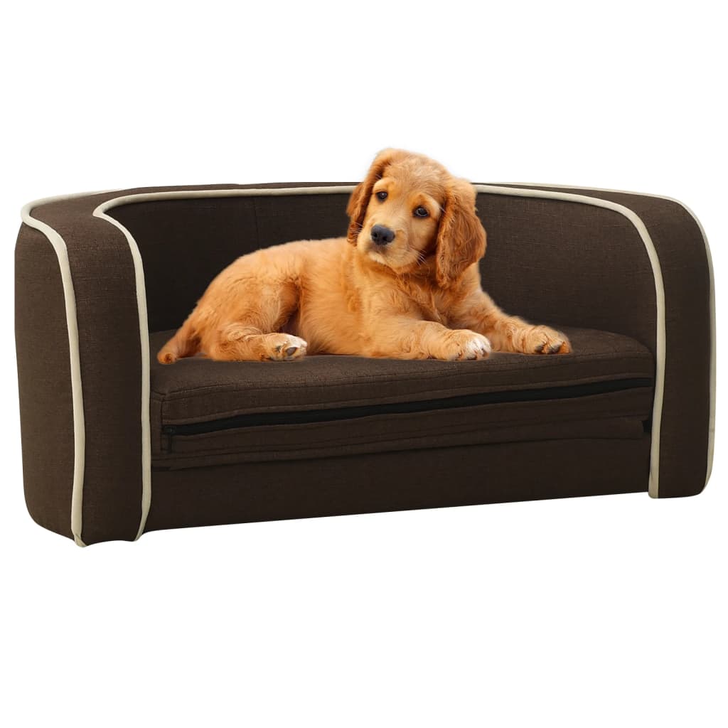 vidaXL Taitettava koiran sohva ruskea 76x71x30 cm pellava pestävä