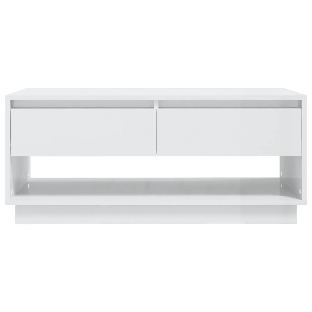 vidaXL Sohvapöytä korkeakiilto valkoinen 102,5x55x44 cm lastulevy