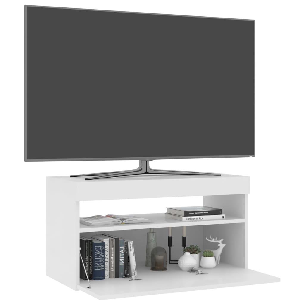 vidaXL TV-taso LED-valoilla korkeakiilto valkoinen 75x35x40 cm