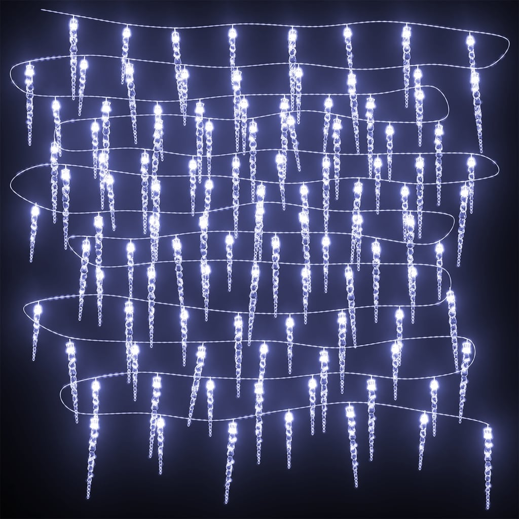 vidaXL Jääpuikko jouluvalo 200 LED-valoa kylmä valk. 20 m akryyli PVC