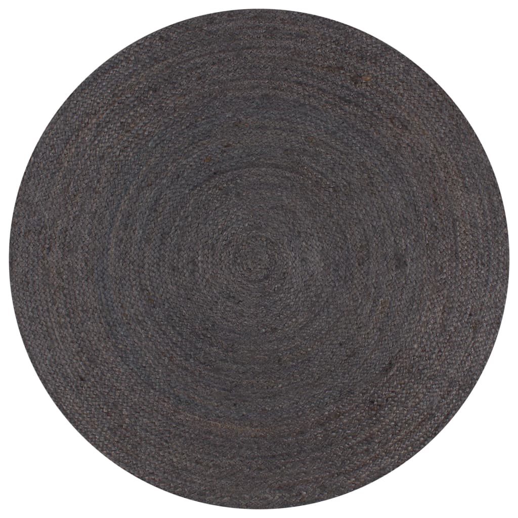 vidaXL Käsintehty pyöreä juuttimatto 120 cm tummanharmaa