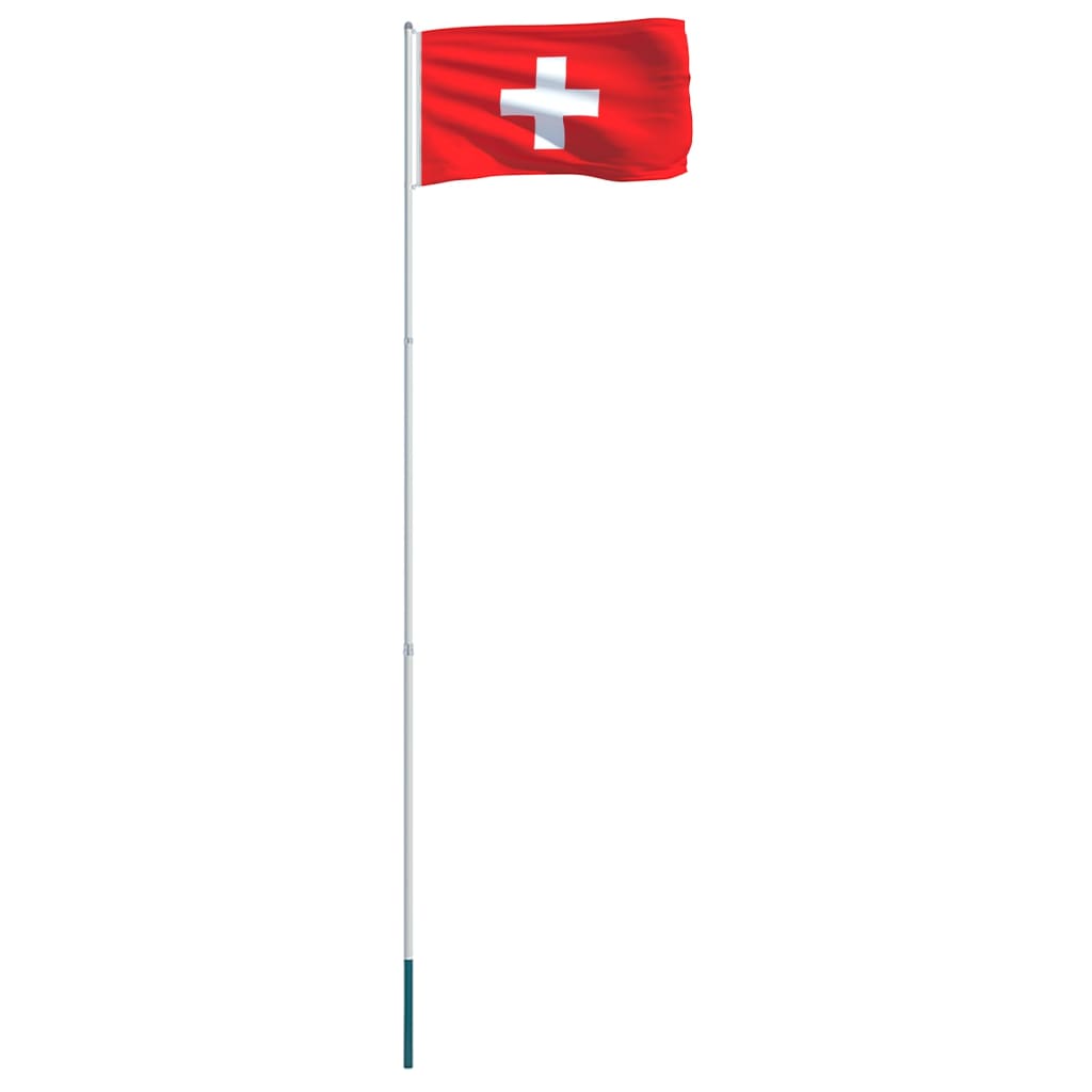 vidaXL Sveitsin lippu ja tanko alumiini 4 m