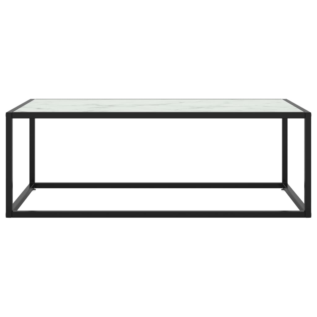 vidaXL Sohvapöytä musta valkoisella marmorilasilla 100x50x35 cm