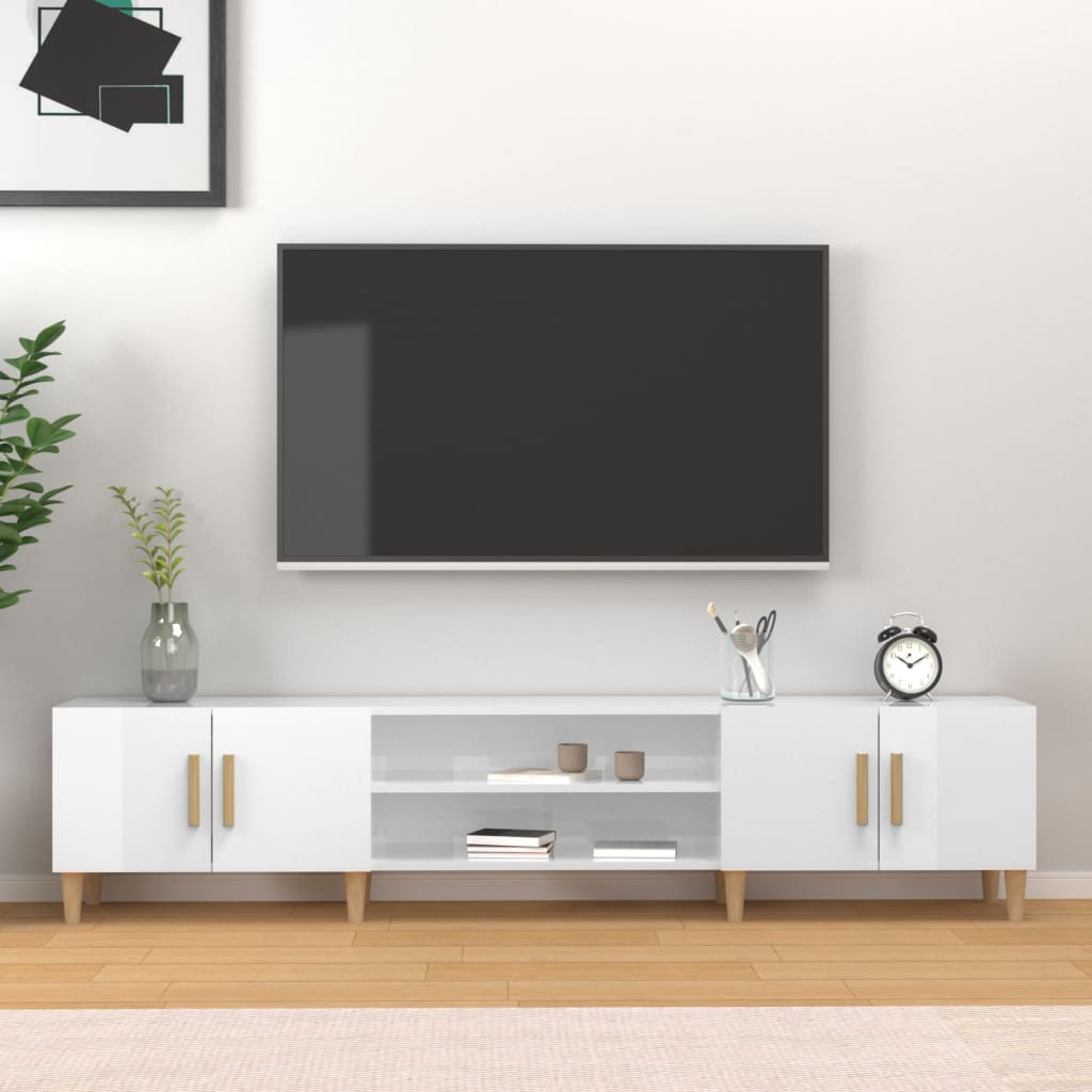 vidaXL TV-taso korkeakiilto valkoinen 180x31,5x40 cm tekninen puu