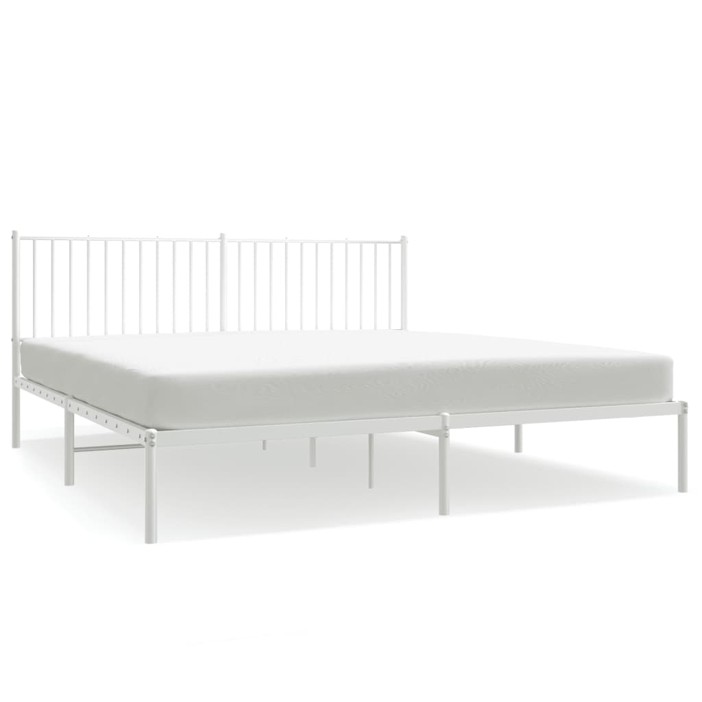 vidaXL Metallinen sängynrunko päädyillä valkoinen 180x200 cm