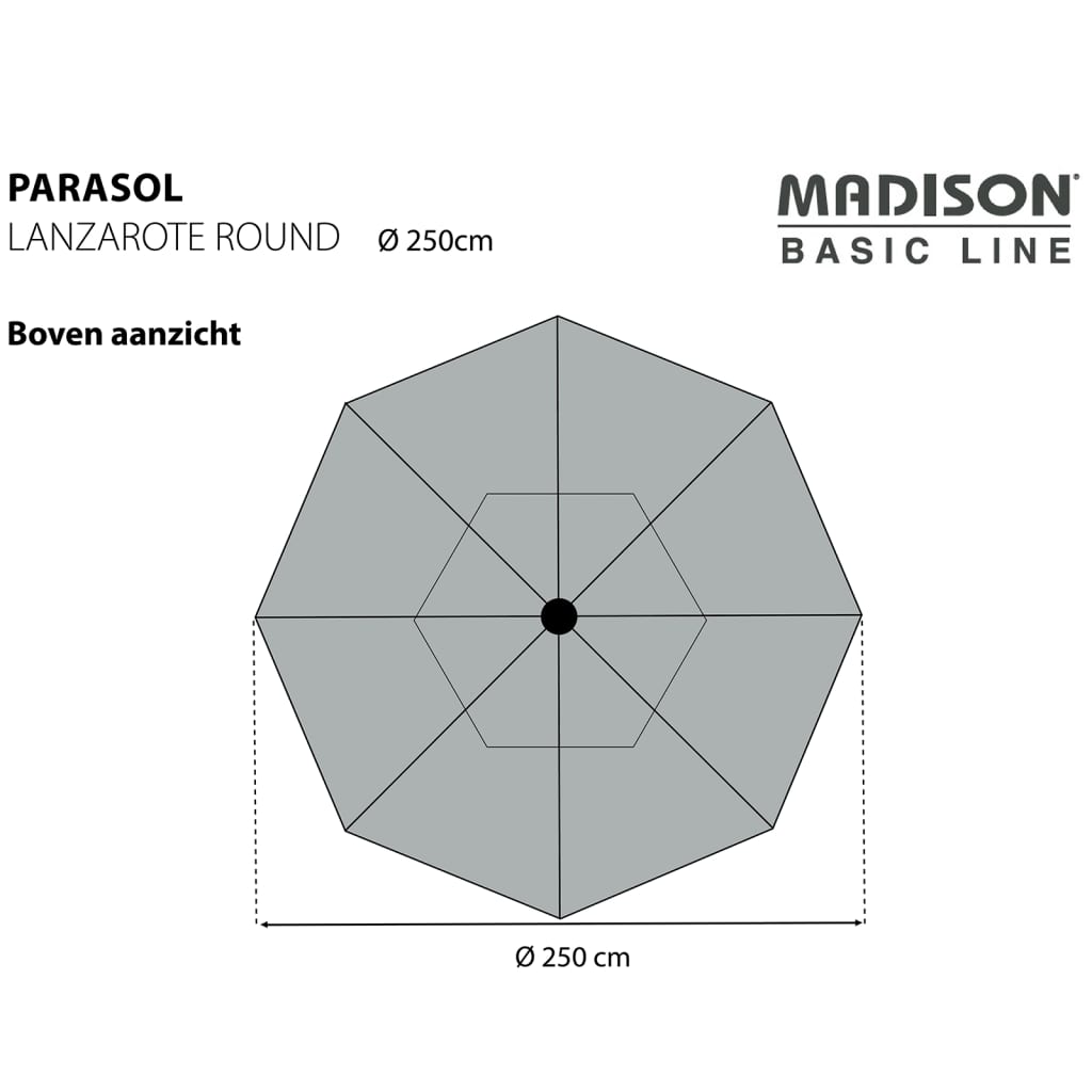 Madison Päivänvarjo Lanzarote 250 cm pyöreä ruskeanharmaa