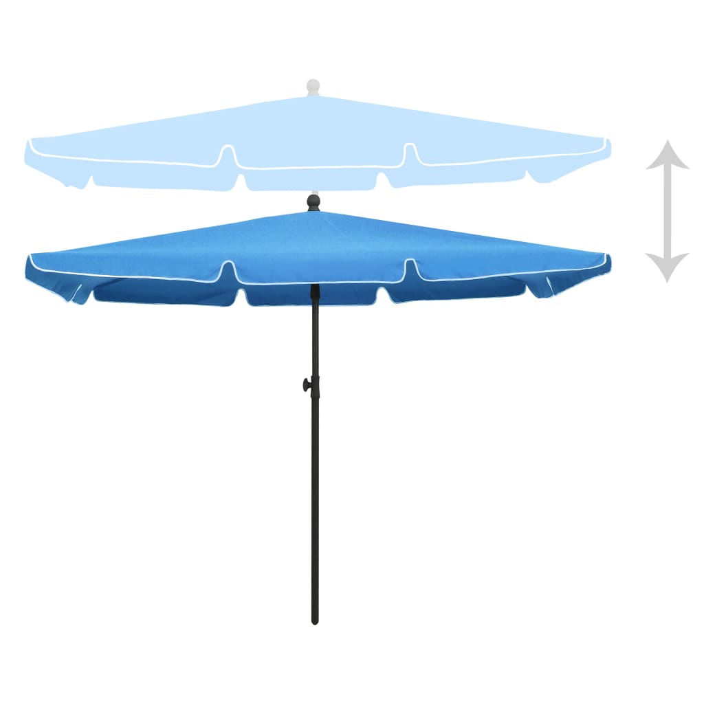 vidaXL Puutarhan aurinkovarjo tangolla 210x140 cm taivaansininen