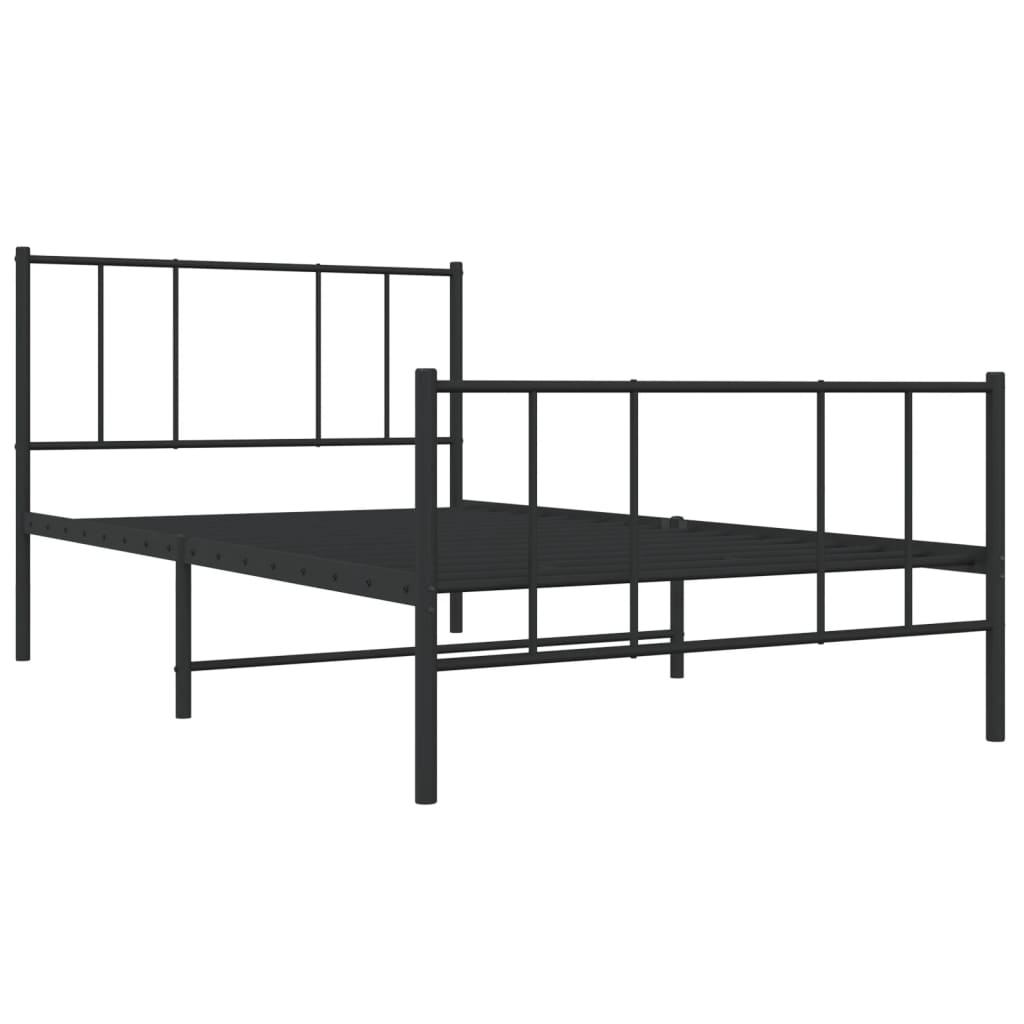 vidaXL Metallinen sängynrunko päädyillä musta 75x190 cm